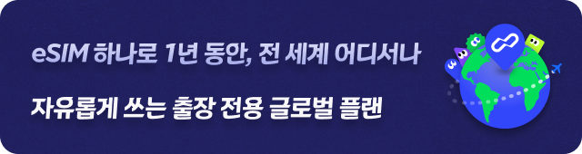 eSIM 하나로 1년 동안, 전 세계 어디서나 자유롭게 쓰는 출장 전용 글로벌 플랜